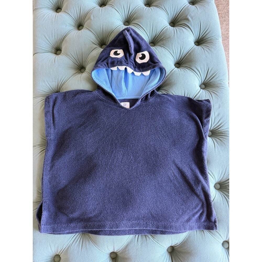 Gap Shark Blue Fish Hooded Towel Cotton Terry Cloth Pool Beach Bath 3t 3 Years